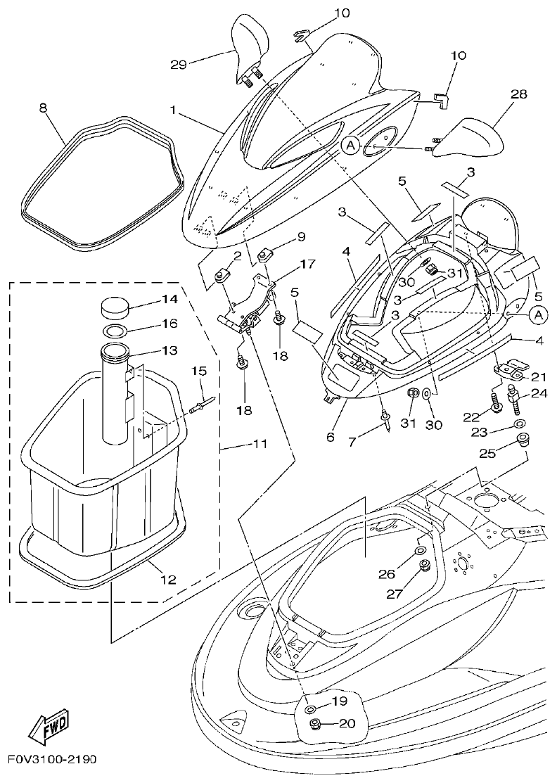 Yamaha XLT800(2003) ENGINE HATCH 2 parts diagram